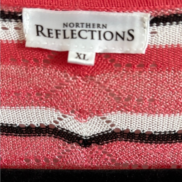 Northern Reflections Women’s Pink and Black Striped Cardigan Sweater Size XL - Picture 2 of 6